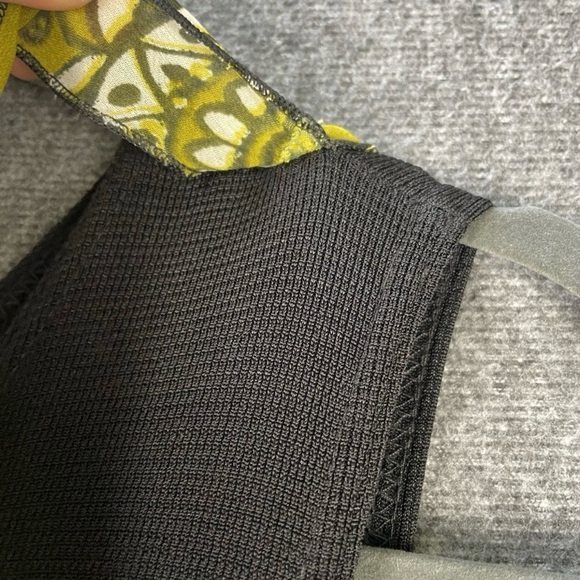 Artsy Boho Abstract Print Dress Black Layered Asymmetrical Midi Vintage XL - Picture 6 of 13